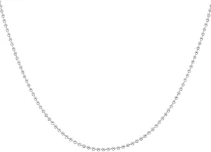 ARGENTO REALE 925 Sterling Silver Necklace 1.5MM-5MM Bead Ball Link Chain Necklace, Dog Tag Army Chain for Pendants, Pallini, Gift, silver chain, Solid Silver, 16-30 Inch made in italy