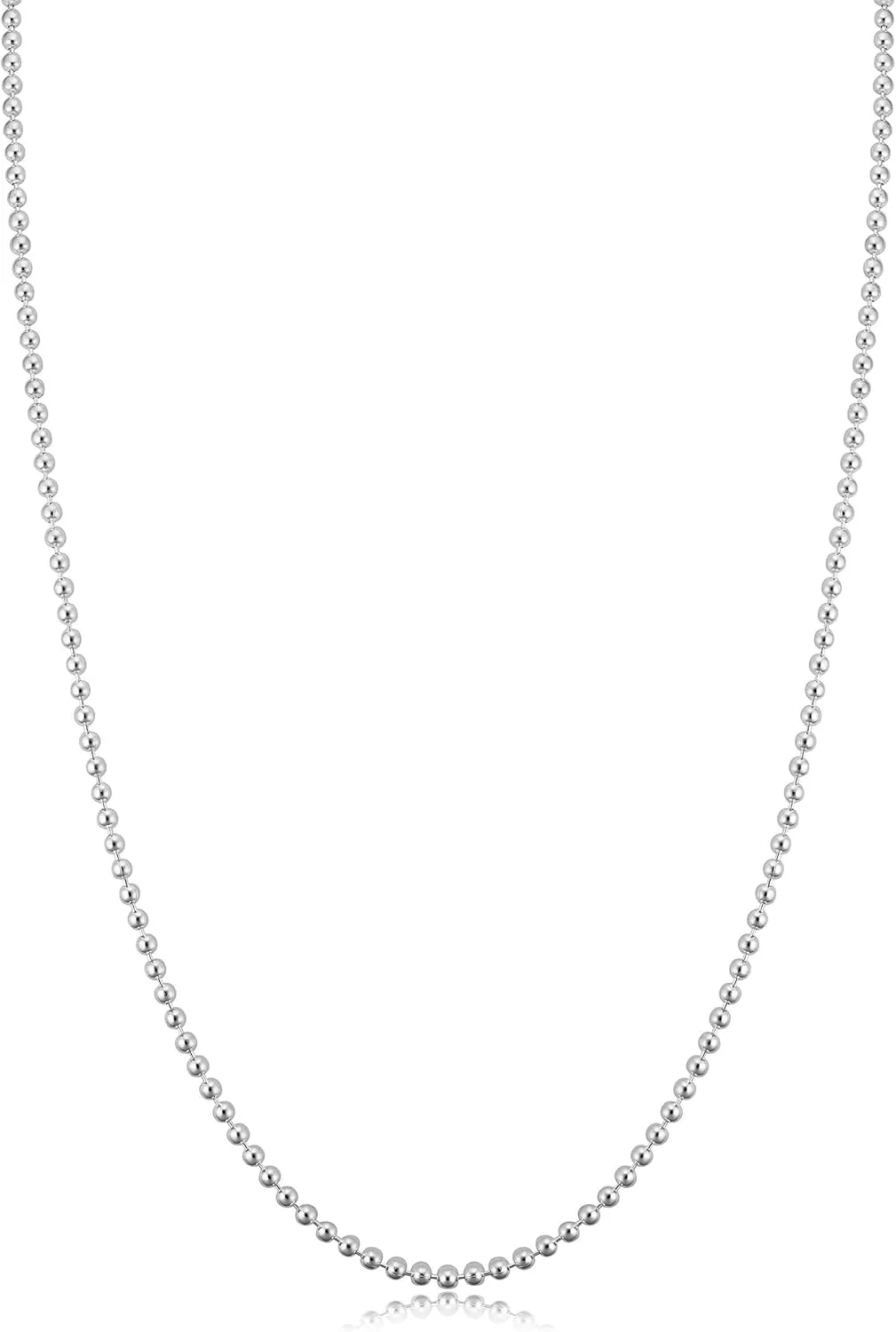 ARGENTO REALE 925 Sterling Silver Necklace 1.5MM-5MM Bead Ball Link Chain Necklace, Dog Tag Army Chain for Pendants, Pallini, Gift, silver chain, Solid Silver, 16-30 Inch made in italy
