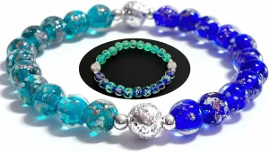 ARTSY Crafts Glow in The Dark Firefly Beads Bracelet, European Lampwork Luminous Beads Wristlet Anxiety Stress Relief Healing Crystal Chakra Bracelets for Women