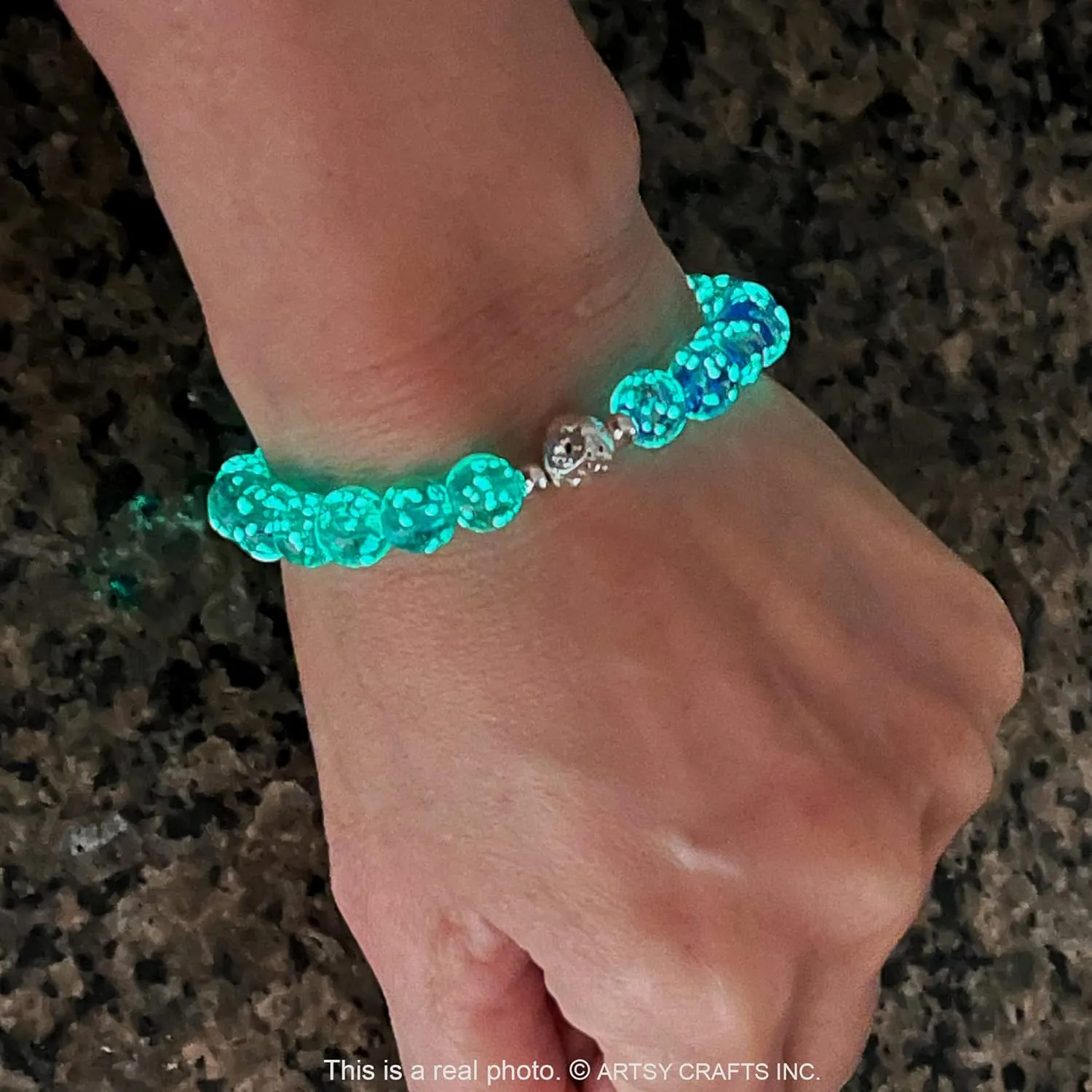 ARTSY Crafts Glow in The Dark Firefly Beads Bracelet, European Lampwork Luminous Beads Wristlet Anxiety Stress Relief Healing Crystal Chakra Bracelets for Women