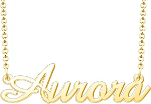 Aurora Name Necklace Personalized Sterling Silver Custom Name Necklace for Women