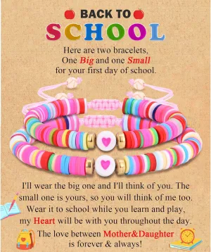 Back to School/First Day of School Bracelet Gifts, First Day of Kindergarten Preschool First/Second Grade Bracelet Gifts, Colorful Adjustable Rope Bracelet for Girls