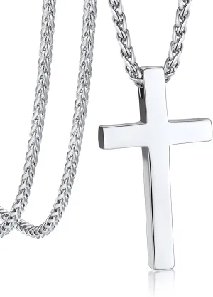 Bandmax Mens Cross Necklace Stainless Steel/Black Nail Cross Pendant Celtic Cross Necklaces Christian Crucifix Necklace Chain for Men Women