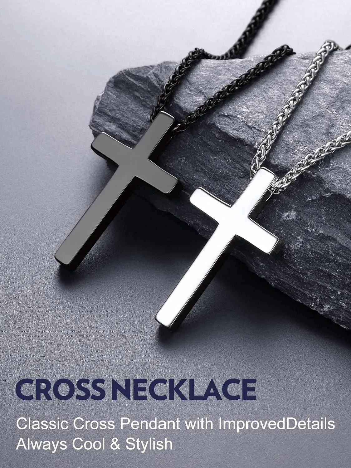 Bandmax Mens Cross Necklace Stainless Steel/Black Nail Cross Pendant Celtic Cross Necklaces Christian Crucifix Necklace Chain for Men Women