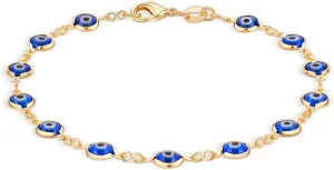 Barzel 18k Gold Plated Evil Eye Anklet Bracelet - Made In Brazil