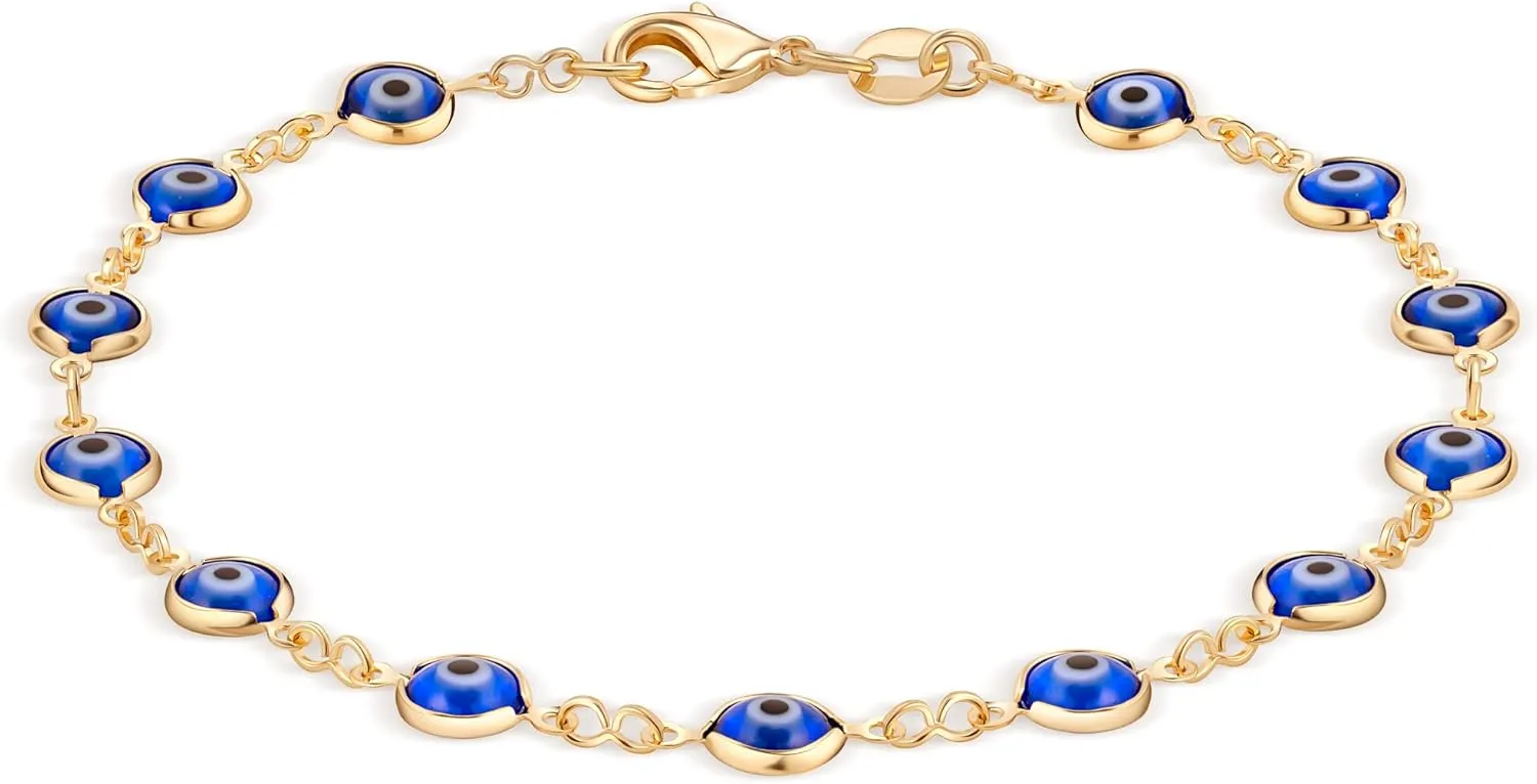 Barzel 18k Gold Plated Evil Eye Anklet Bracelet - Made In Brazil