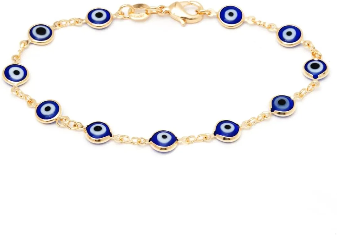 Barzel 18k Gold Plated Evil Eye Anklet Bracelet - Made In Brazil