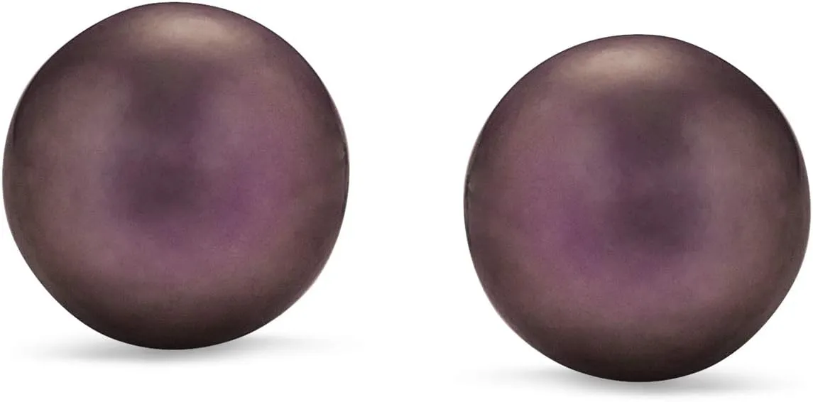 Basic Simple Bead Ball Freshwater Cultured Pearl Stud Earrings For Women For Teen .925 Sterling Silver 7MM More Colors