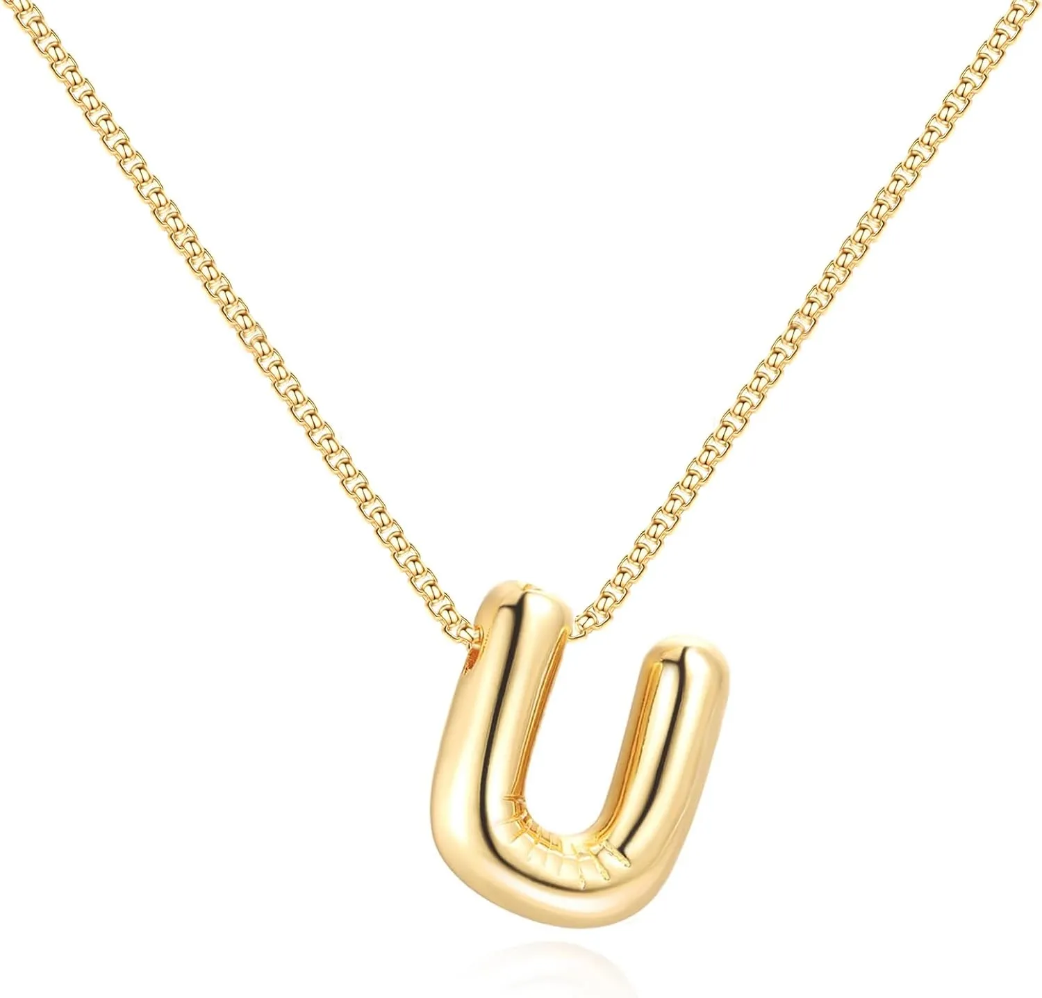 BAYLAY Bubble Gold Letter Necklace for Women - 18K Gold Plated Initial Necklaces for Women Balloon Letter Necklace Gold Jewelry Mothers Gifts for Mom Grandma