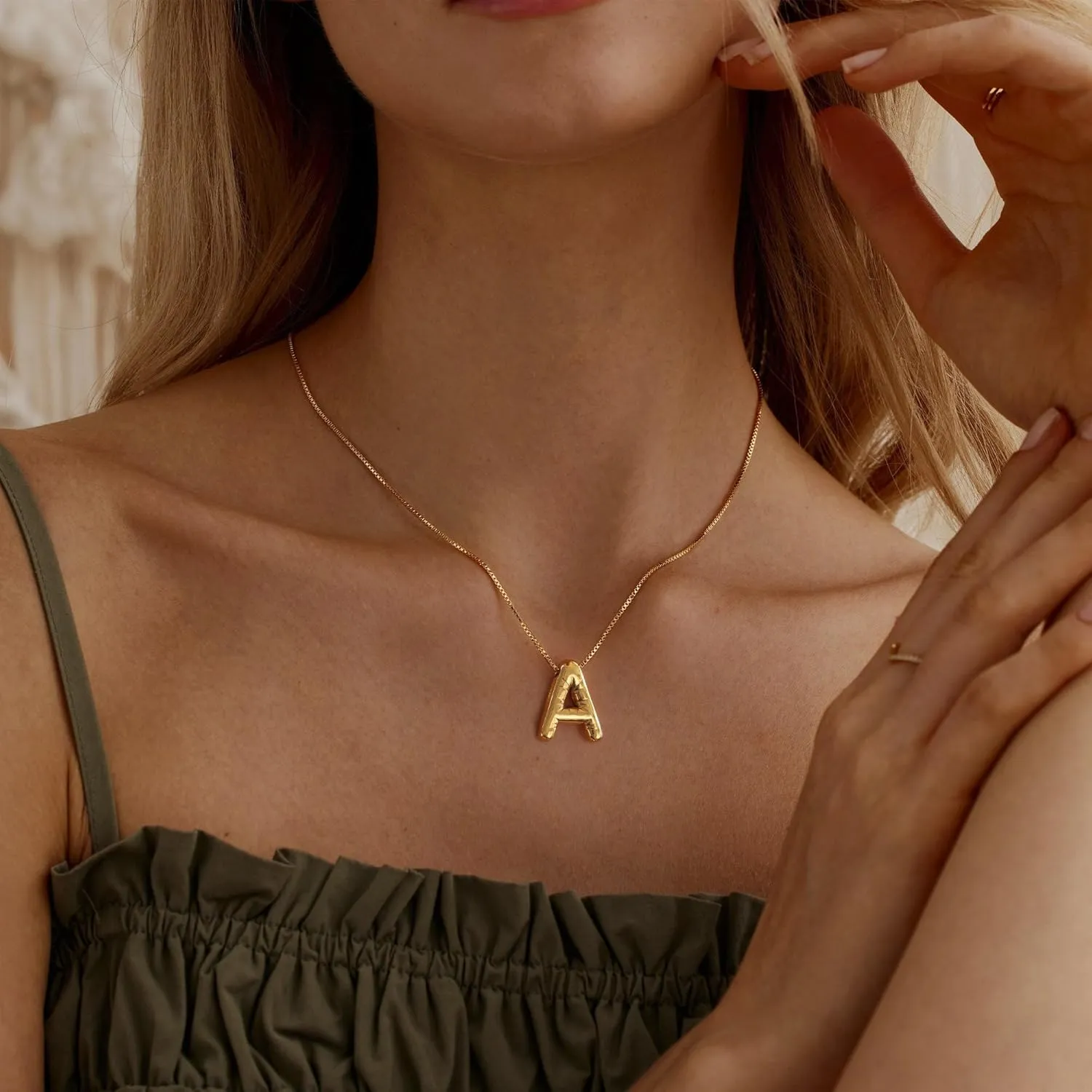 BAYLAY Bubble Gold Letter Necklace for Women - 18K Gold Plated Initial Necklaces for Women Balloon Letter Necklace Gold Jewelry Mothers Gifts for Mom Grandma