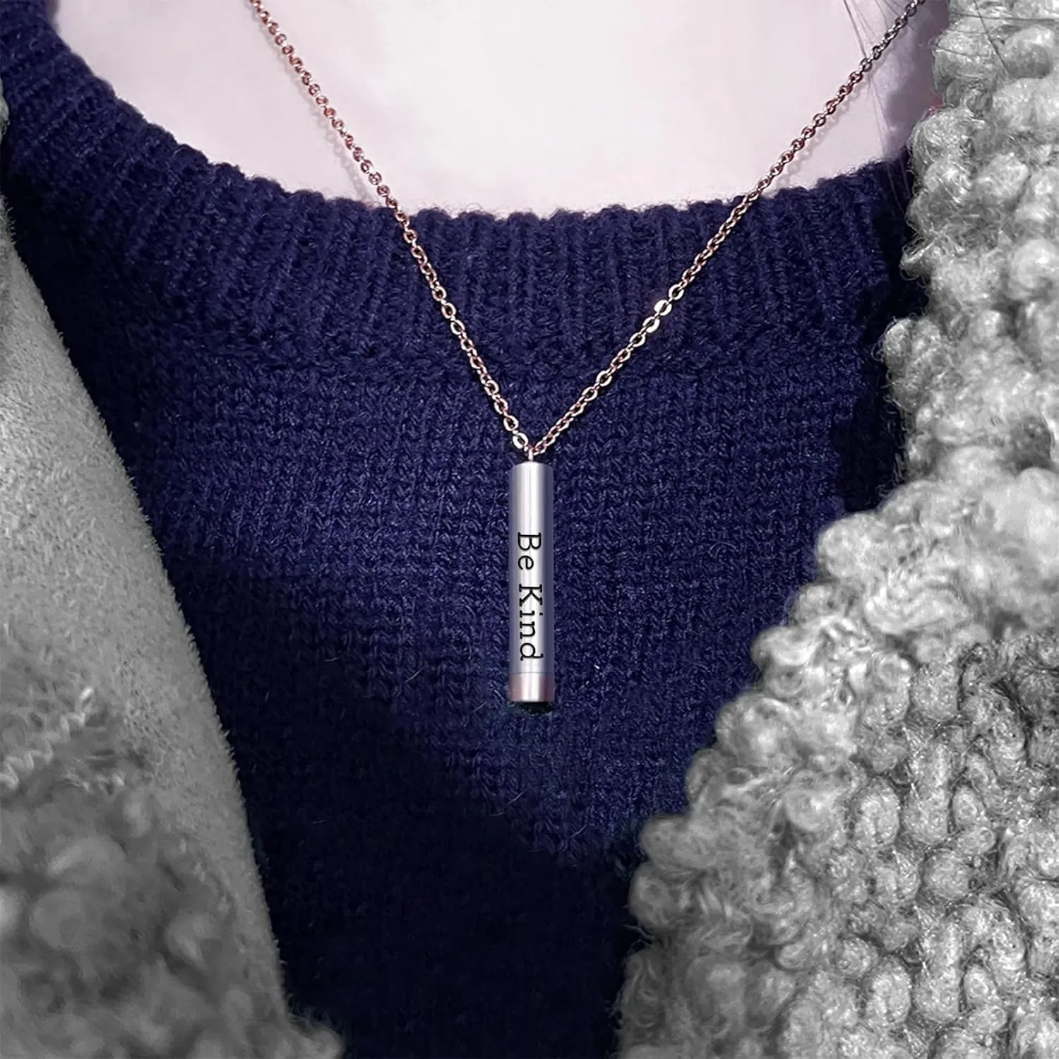 Be Kind Of A B Necklaces with Card - Hidden Message Necklace, Inspirational Square Tubes Pendant, To Best Friend Necklace Sorority Sisters Friendship Gift Jewelry