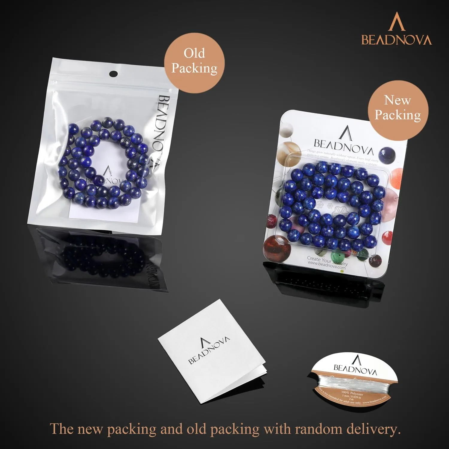 BEADNOVA 8mm Blue Lapis Lazuli Gemstone Round Loose Beads for Jewelry Making (45-48pcs)