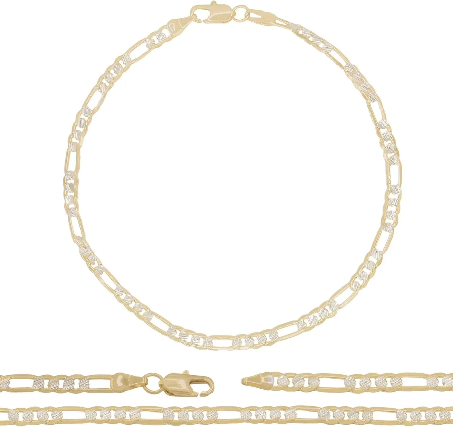 BEBERLINI Figaro 14K Gold Filled Anklet 10" Chain Women Jewelry Foot Bracelet