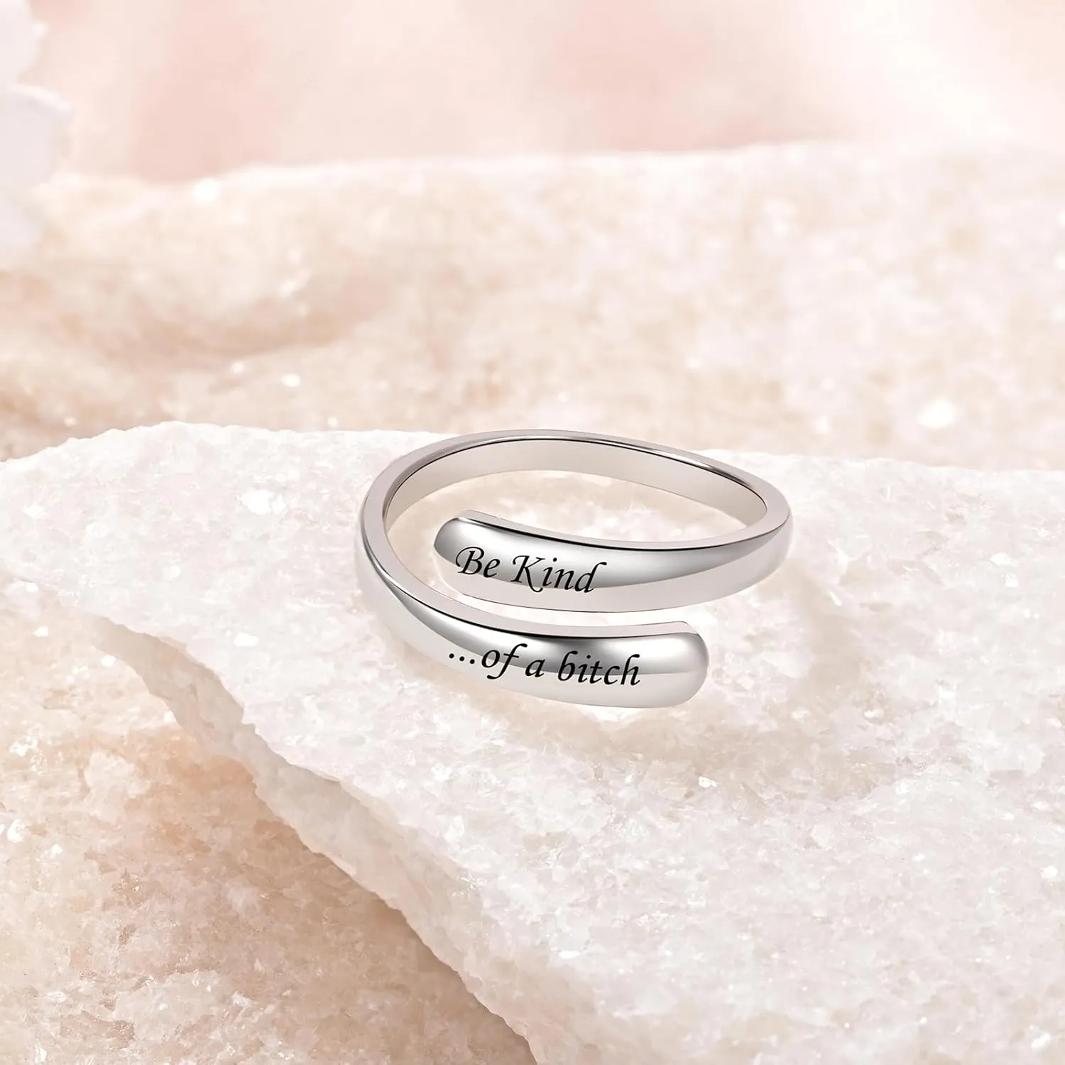 BEILIN Just Breathe Rings for Women 925 Sterling Silver Adjustable Promise Ring Inspirational Jewelry Gifts