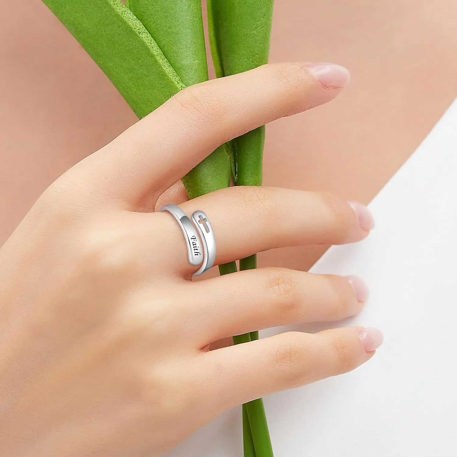 BEILIN Just Breathe Rings for Women 925 Sterling Silver Adjustable Promise Ring Inspirational Jewelry Gifts