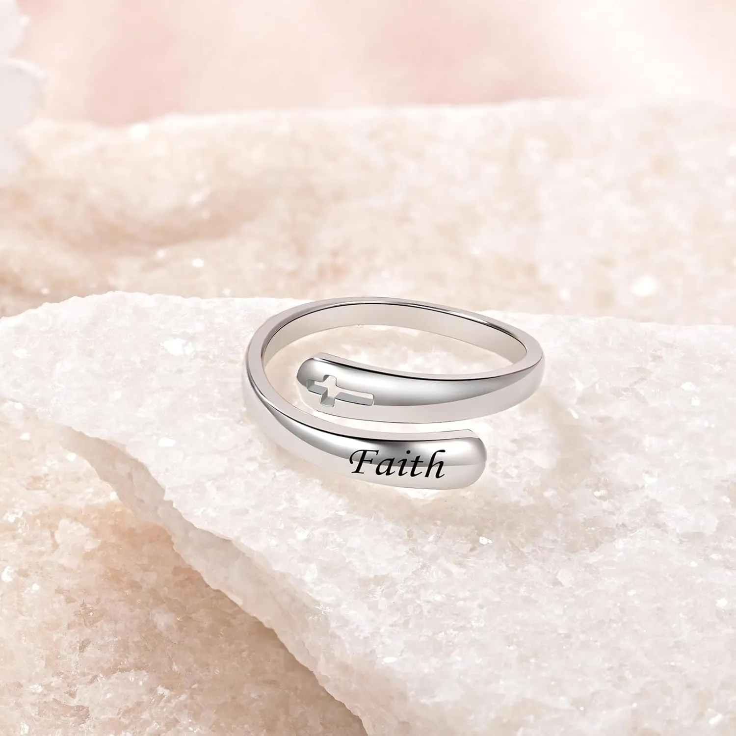 BEILIN Just Breathe Rings for Women 925 Sterling Silver Adjustable Promise Ring Inspirational Jewelry Gifts