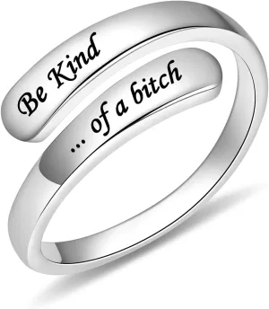 BEILIN Just Breathe Rings for Women 925 Sterling Silver Adjustable Promise Ring Inspirational Jewelry Gifts