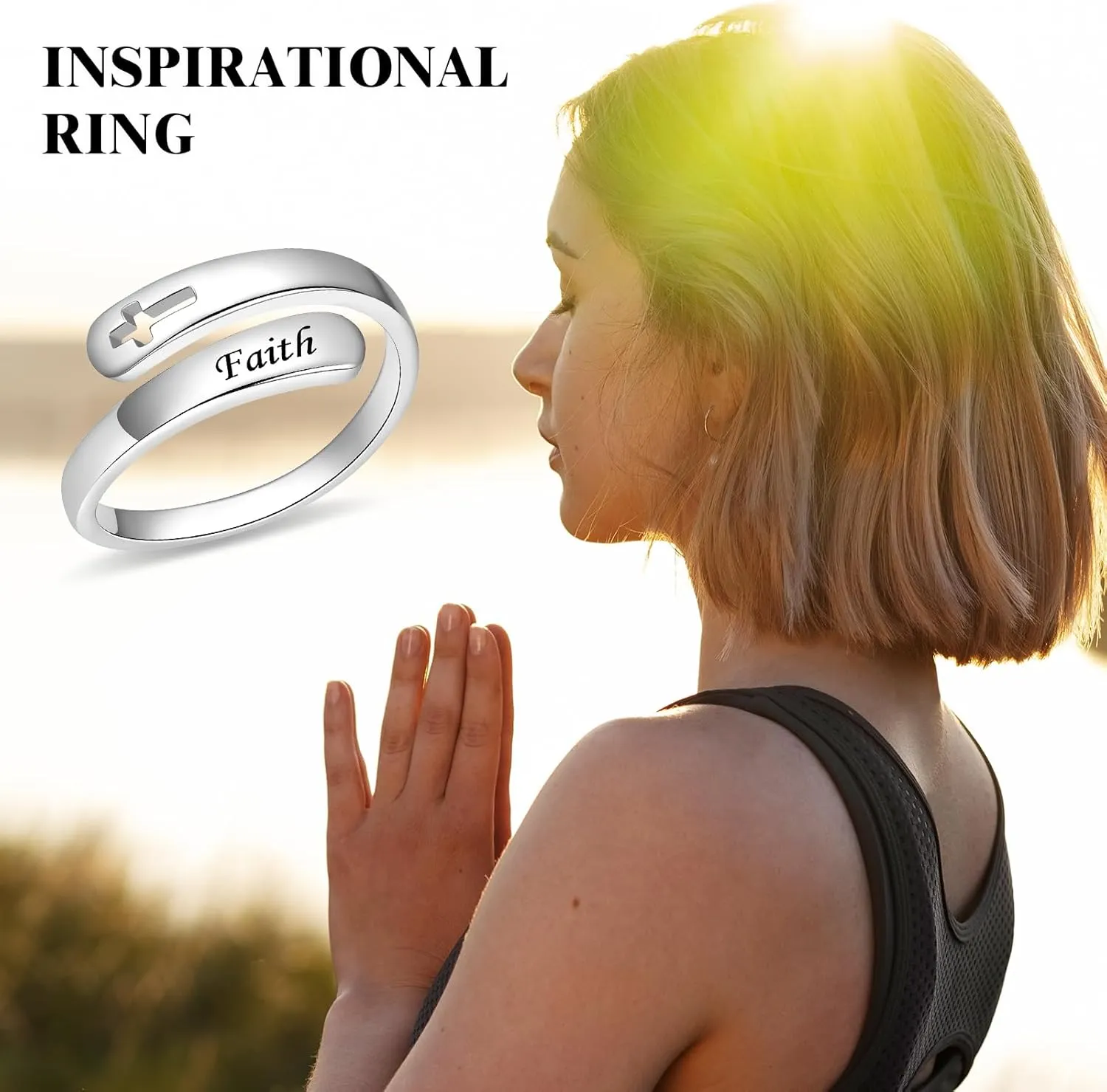 BEILIN Just Breathe Rings for Women 925 Sterling Silver Adjustable Promise Ring Inspirational Jewelry Gifts