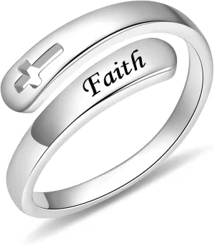 BEILIN Just Breathe Rings for Women 925 Sterling Silver Adjustable Promise Ring Inspirational Jewelry Gifts