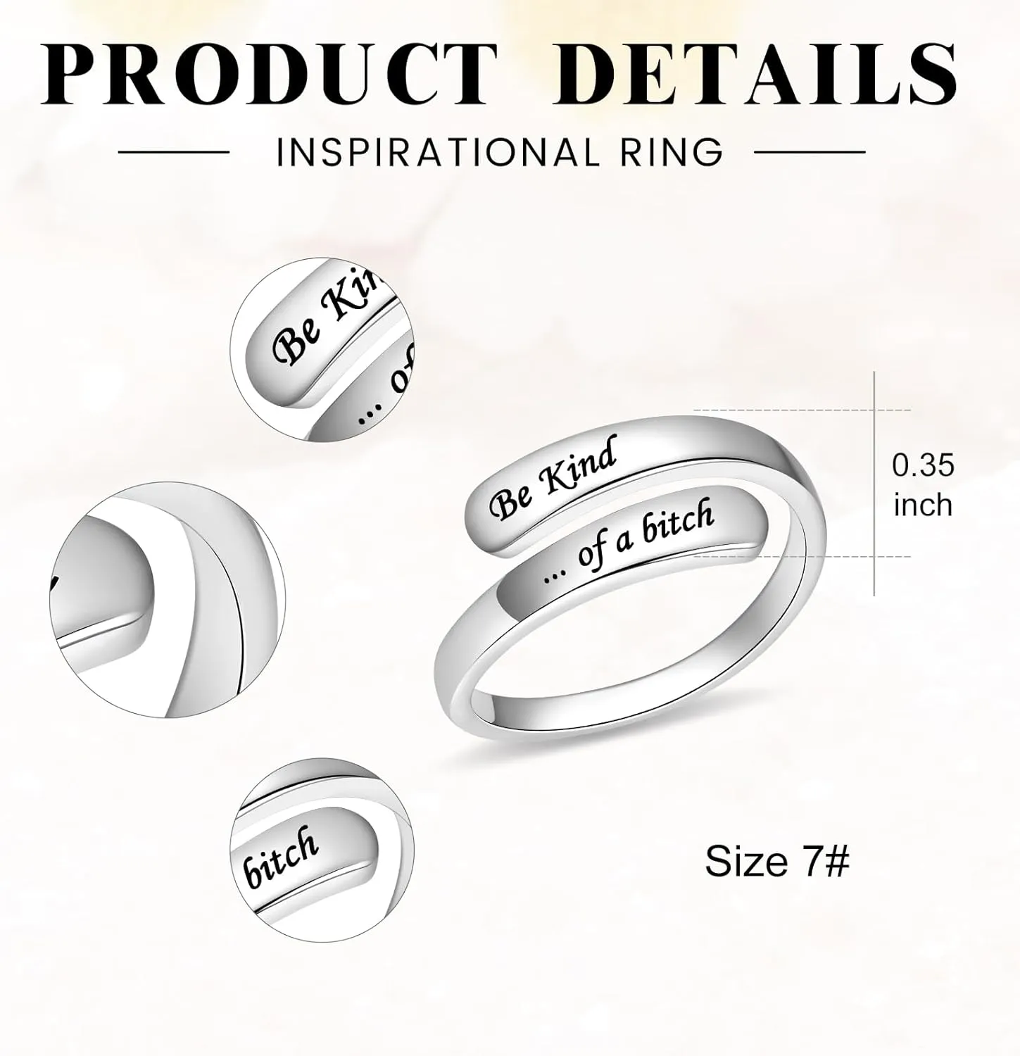 BEILIN Just Breathe Rings for Women 925 Sterling Silver Adjustable Promise Ring Inspirational Jewelry Gifts