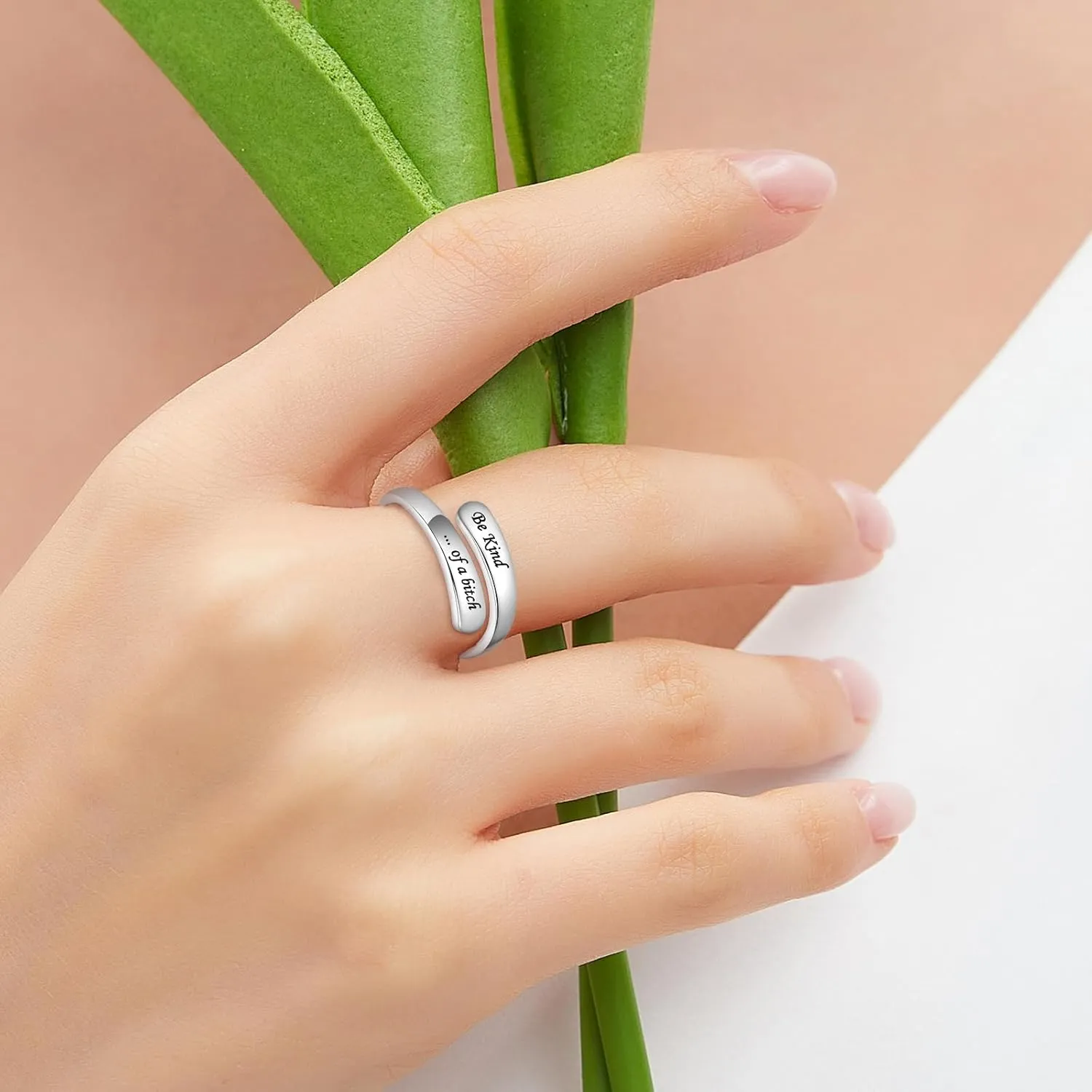 BEILIN Just Breathe Rings for Women 925 Sterling Silver Adjustable Promise Ring Inspirational Jewelry Gifts