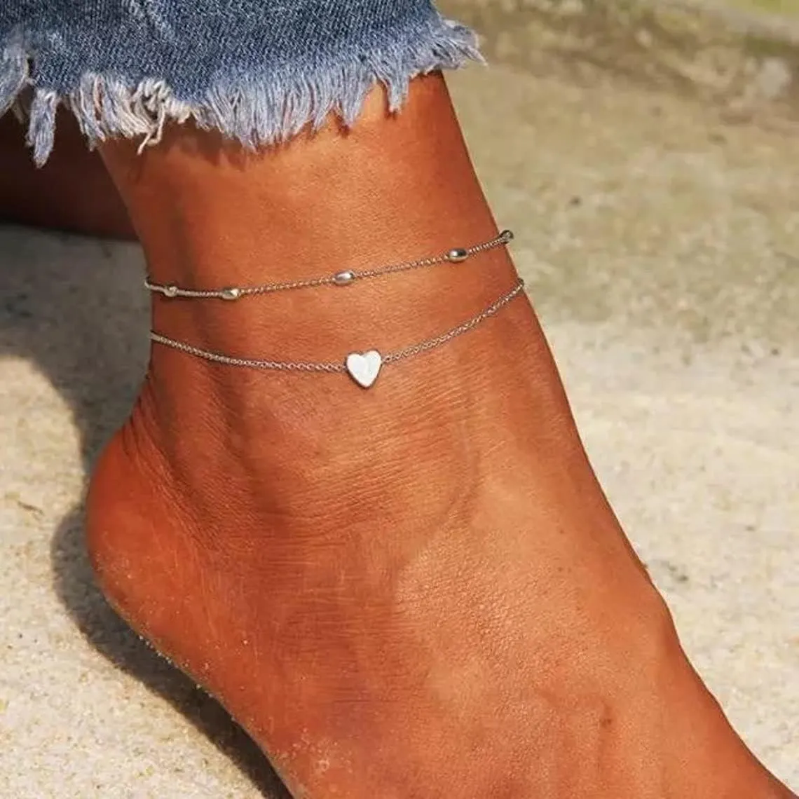 BERISO Ankle Bracelets for Women 14k Gold Plated Waterproof Dainty Anklets for Women Adjustable Size Jewelry Gifts for Women