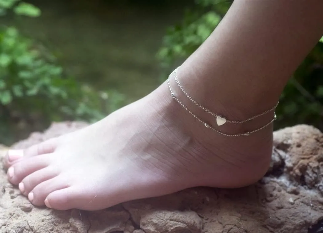 BERISO Ankle Bracelets for Women 14k Gold Plated Waterproof Dainty Anklets for Women Adjustable Size Jewelry Gifts for Women