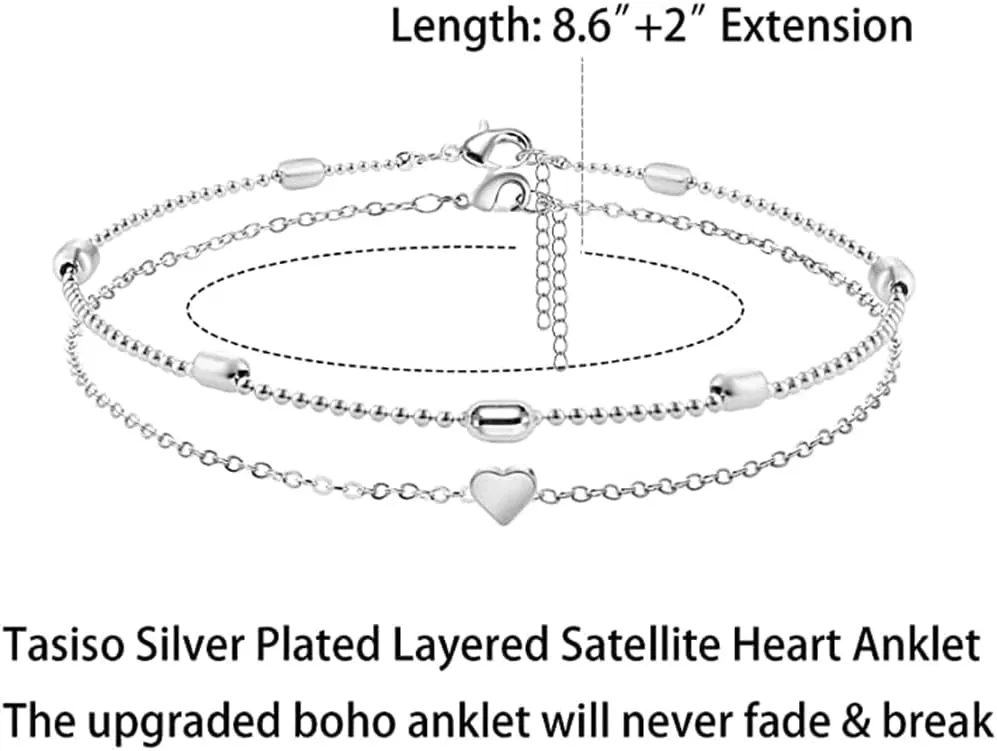 BERISO Ankle Bracelets for Women 14k Gold Plated Waterproof Dainty Anklets for Women Adjustable Size Jewelry Gifts for Women