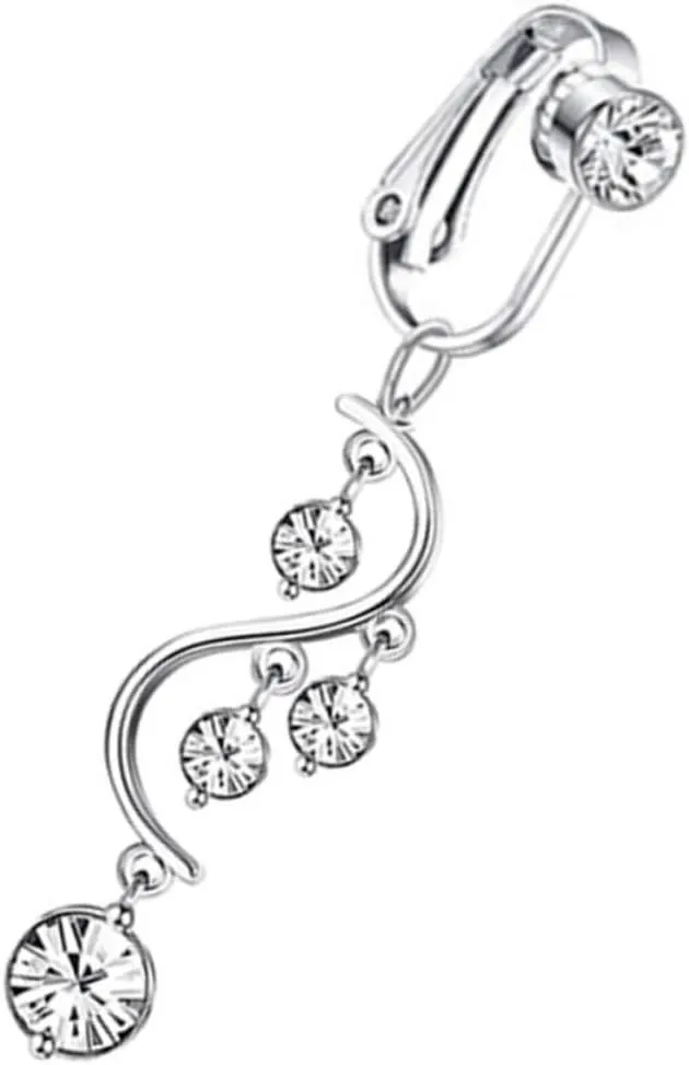 BESPORTBLE Sparkling Rhinestones Navel Ring Elegant Non Piercing Belly Button Jewelry