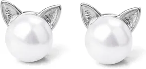BG&WLing Cat Stud Earrings Sterling Silver Hypoallergenic Tiny Stud Earrings Cute Animal Earring Studs for Women