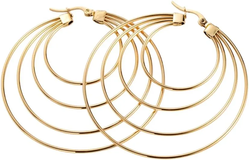 Big Disc Drop Hoop Earrings For Women Multilayer Round Hoop Earrings Hypoallergenic Gold Earrings Hoops Geometric Drop Dangle