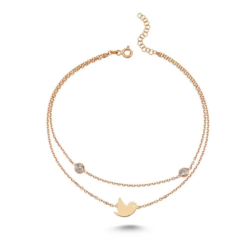 Bird Charm Anklet & Bracelet In Silver