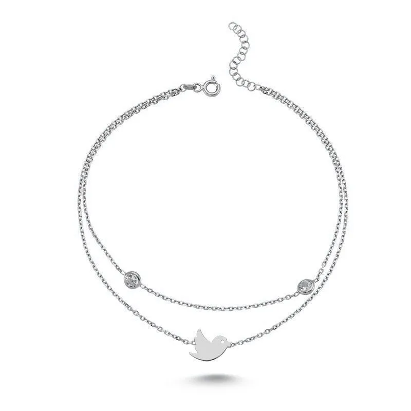 Bird Charm Anklet & Bracelet In Silver
