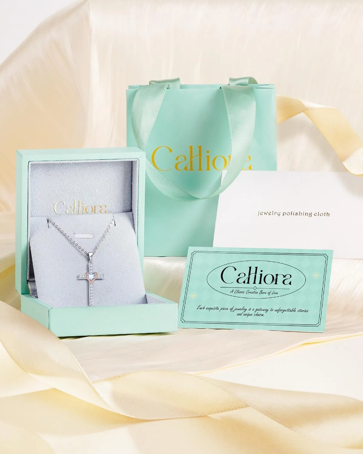 Birthstone Cross Necklace for Women, 925 Sterling Silver Heart Cross Pendant Necklace, Fine Cross Jewelry Birthday Anniversary Mother's Day Gifts for Her Mom Wife, 18" 2" Adjustable