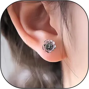 Black Rose Flower Tiny Stud Earring, Cute Dainty Transparent 925 Silver Piercing Earring, Trendy Party Anniversary Wedding Earlobe Accessories Gift