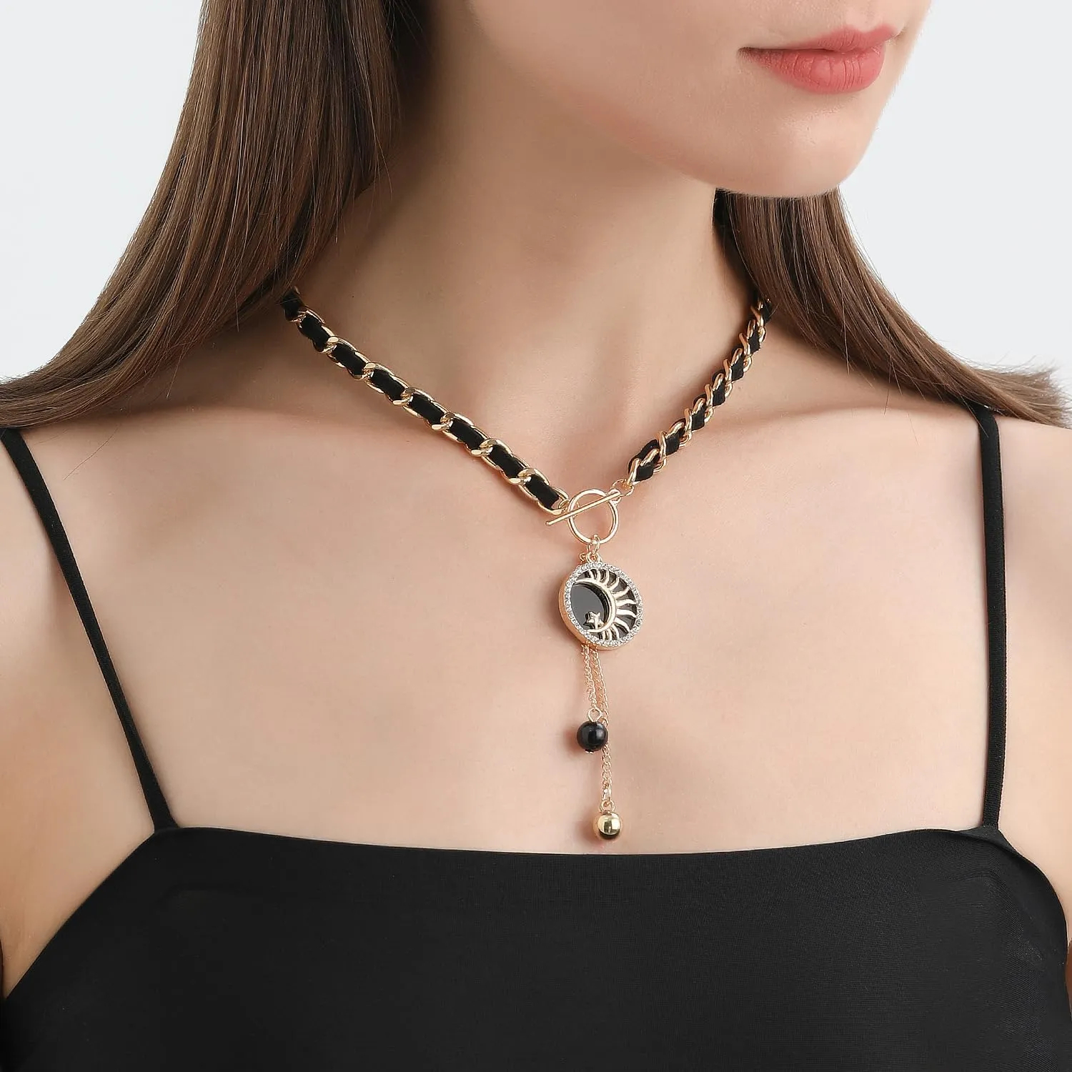 Black Wrap Velvet Choker With Black Heart Tree Sun Cross Star Butterfly Pedant for Women Girls,Jewelry Gift for Girlfriend Family And Friend