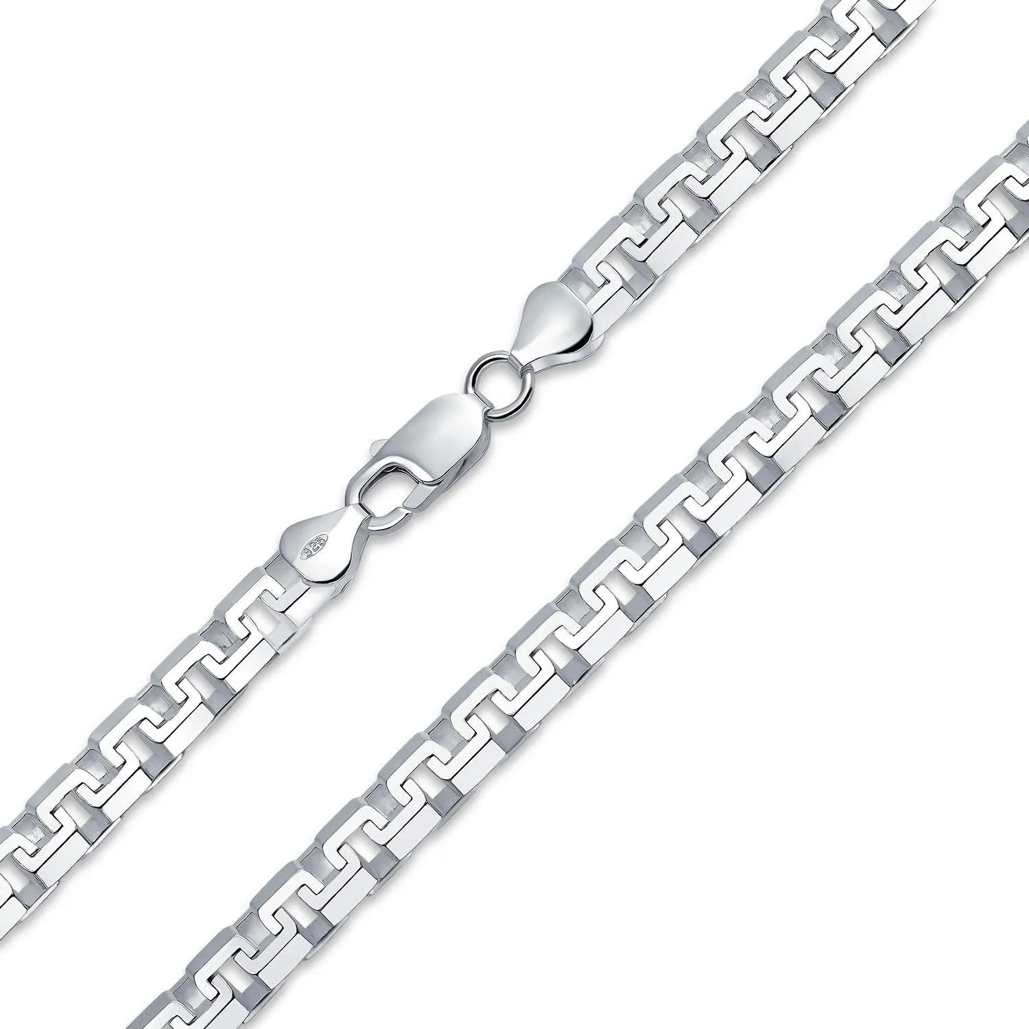 Bling Jewelry Mens Solid 3-9MM Franco Square Box or Strong Diamond Cut .925 Sterling Silver Miami Cuban Curb Chain Necklace For Men Teens Women 16, 18, 20, 24 Inch