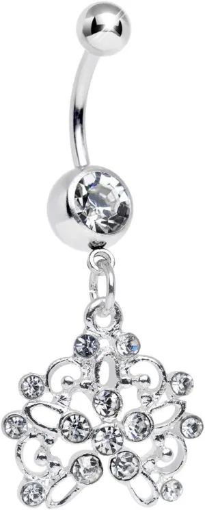 Body Candy Clear Sparkling Lisbon Lace Dangle Belly Ring