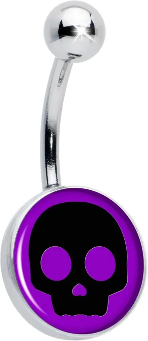 Body Candy Womens 14G 316L Stainless Steel Navel Ring Piercing Purple Black Simple Skull Mens Belly Button Ring
