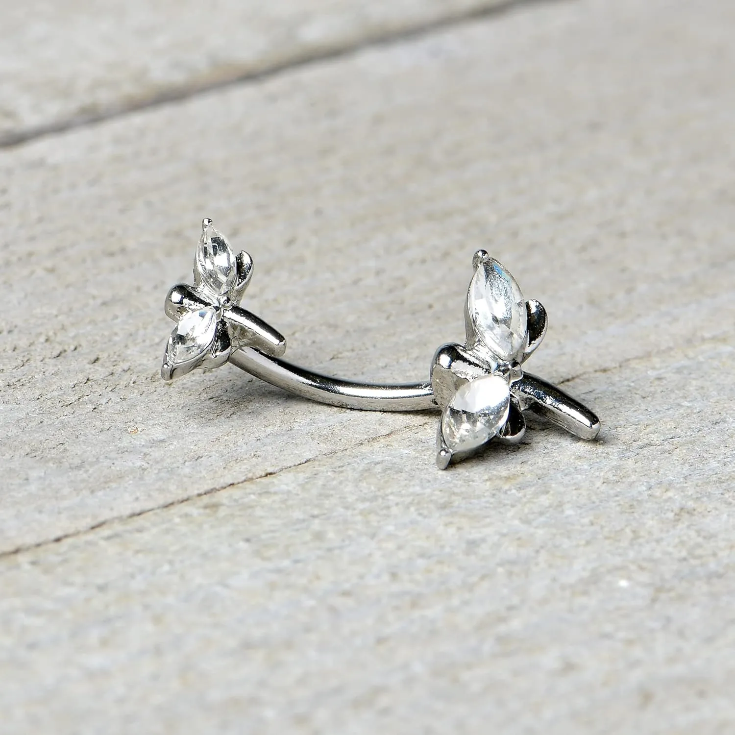 Body Candy Womens Stainless Steel Navel Ring Piercing Simple Stylized Dragonfly Double Mount Belly Button Ring
