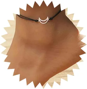 Bohemian Hollow Moon Anklet Bracelet Black Woven Rope Moon Ankle Bracelet Crescent Moon Chain Anklet Adjustable Wax Anklets Summer Beach Foot Chain Jewelry for Women
