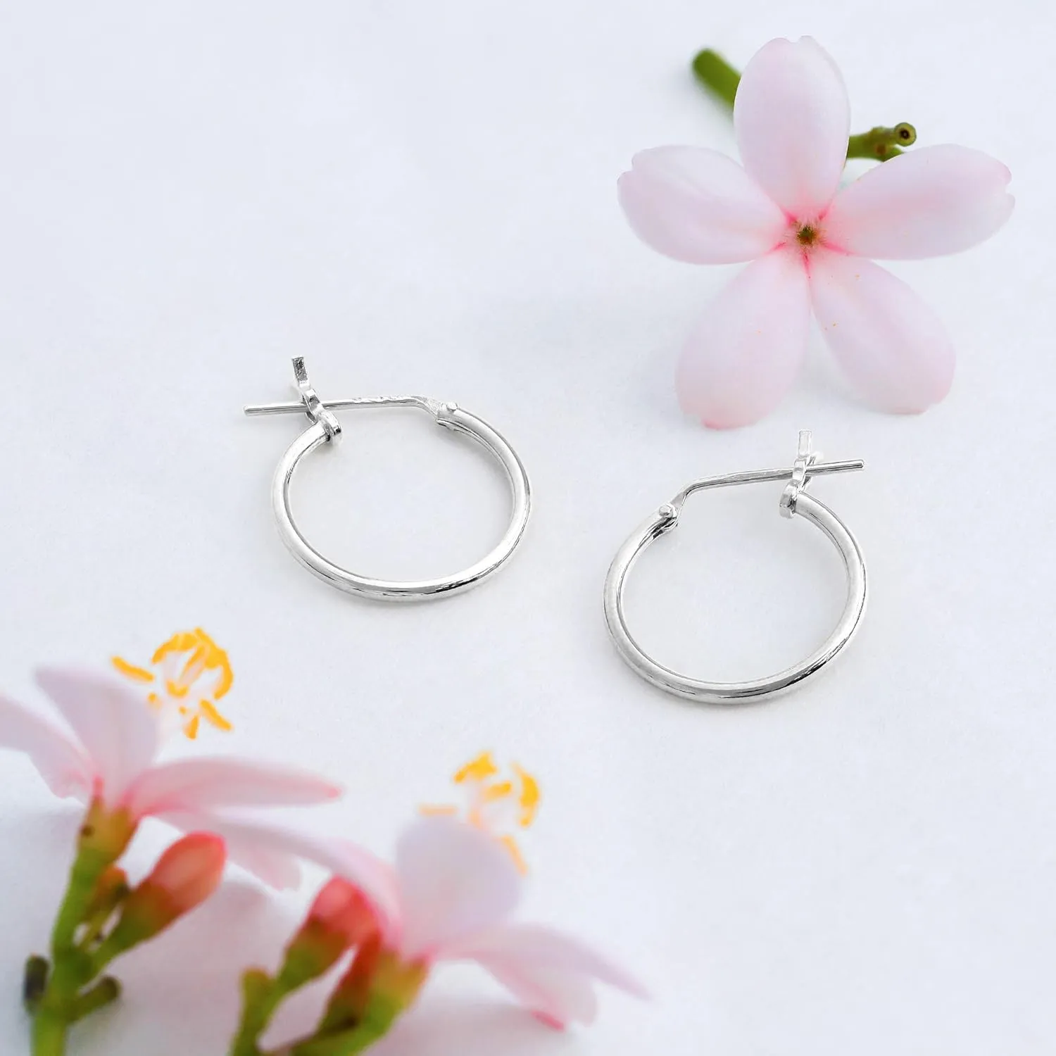 Boma Jewelry Sterling Silver Classic Snap Down Closure Tube Hoop Earrings