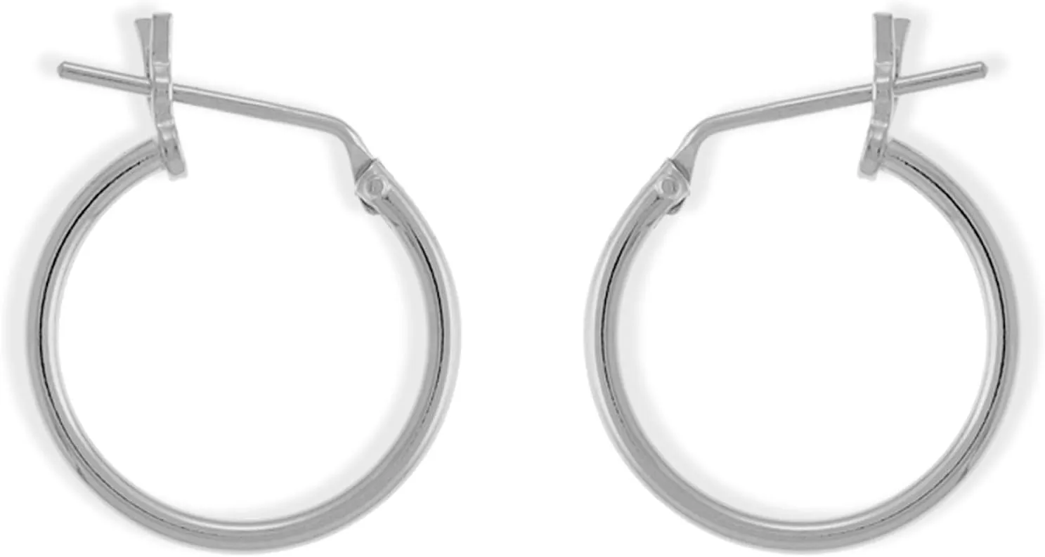 Boma Jewelry Sterling Silver Classic Snap Down Closure Tube Hoop Earrings