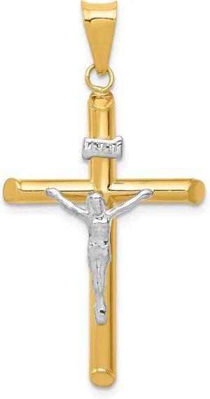 Bonyak Jewelry Two-Tone Polished Jesus Crucifix Pendant in 14K Yellow & White Gold Enchanting