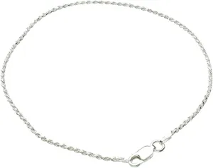 Bracelets, Anklets by Joyful Creations Sterling Silver 1.5mm Diamond-Cut Rope Nickel Free Chain Anklet Italy, 10"