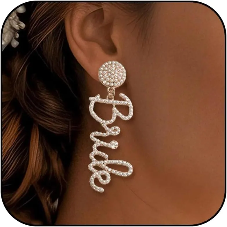 Bridal Earrings for Women Elegant Wedding Jewelry Gift Set with Pearl Accents Bridesmaid Accessories Party Sparkling Crystal Bridal Shower Gift for Bride