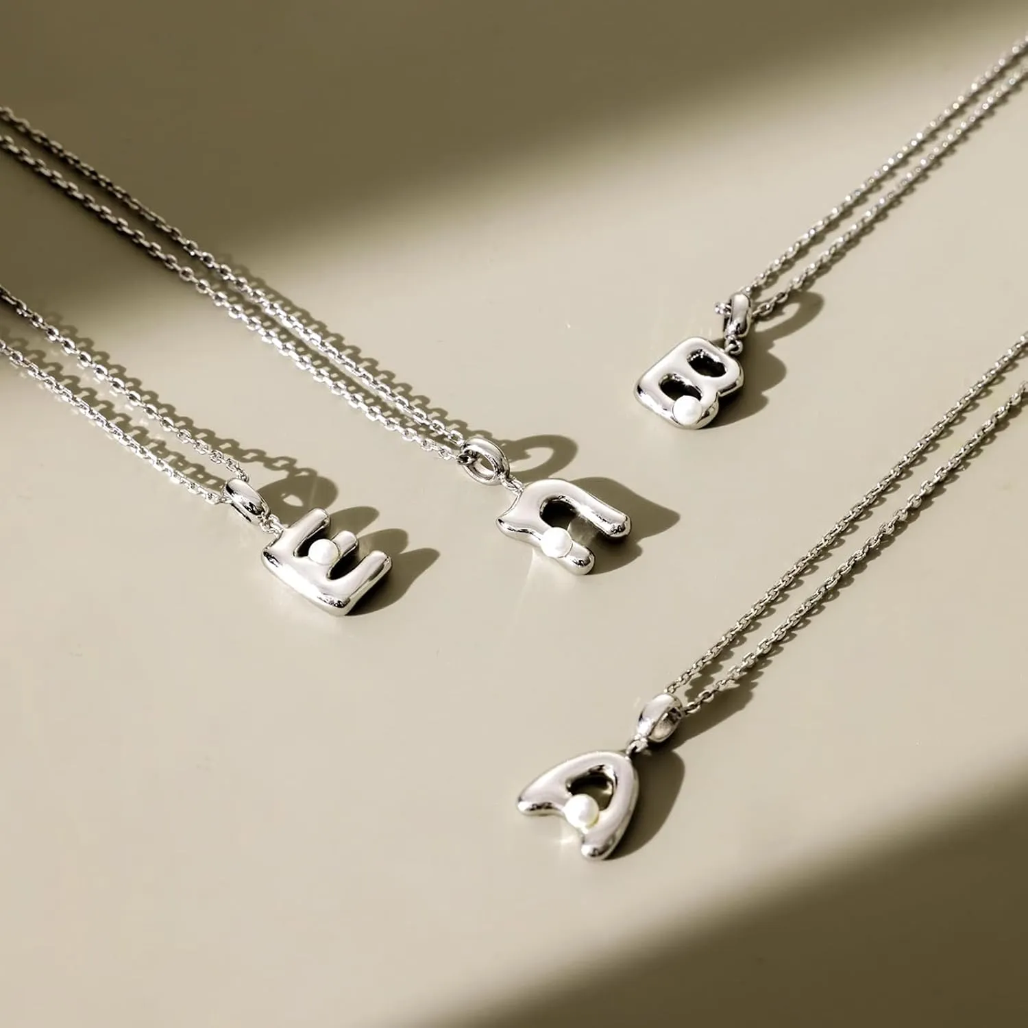 Bubble Letter Necklace Balloon Initial Necklaces for Women Girls Sterling Silver Post Dainty Name Bubble Pendant Personalized Jewelry Gift