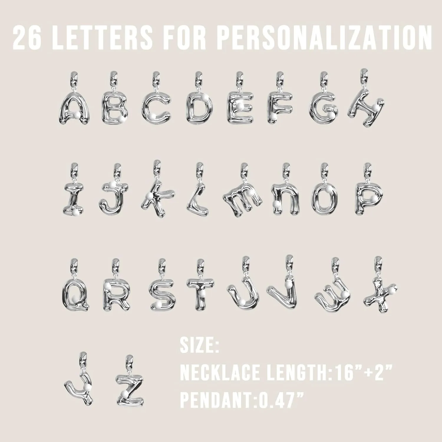 Bubble Letter Necklace Balloon Initial Necklaces for Women Girls Sterling Silver Post Dainty Name Bubble Pendant Personalized Jewelry Gift