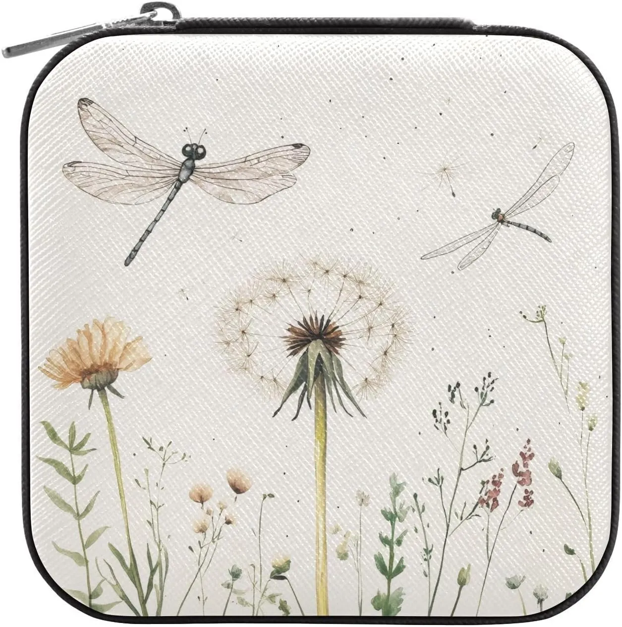 Burbuja Retro Dragonfly Dandelion Jewelry Box Mini Travel Jewelry Case for Women Girls, Jewelry Case Jewelry Organizer for Earrings Ring Necklaces Bracelets