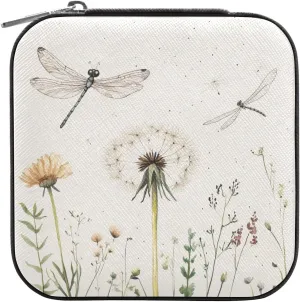 Burbuja Retro Dragonfly Dandelion Jewelry Box Mini Travel Jewelry Case for Women Girls, Jewelry Case Jewelry Organizer for Earrings Ring Necklaces Bracelets